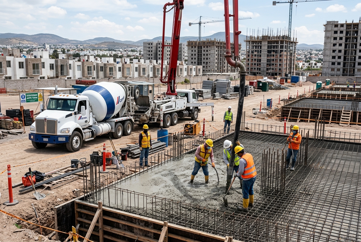 Obra de gran volumen y bombeo de concreto premezclado por SAUCEDA Construye