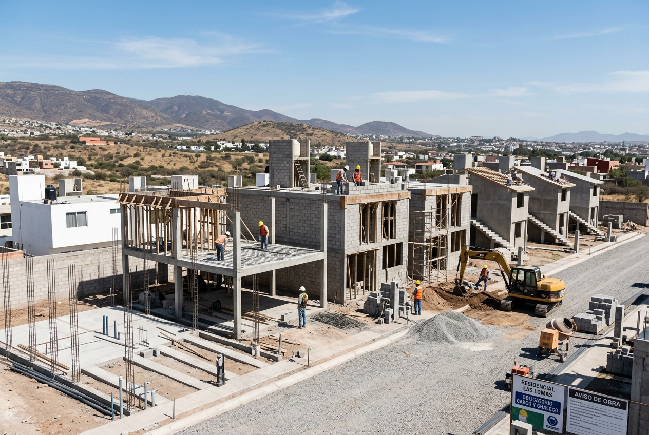 Desarrollo de viviendas de Javier López coladas con concreto SAUCEDA Construye