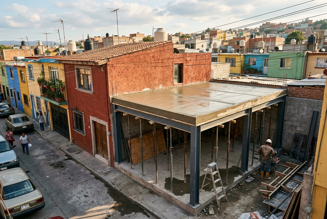 Obra residencial de ampliación de habitación en Villas de San Juan por SAUCEDA Construye